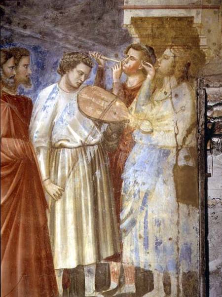 The Virgin's Wedding Procession, detail of the musicians, c od Giotto (di Bondone)