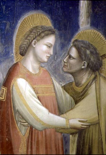 The Visitation, detail of the Virgin embracing St. Elizabeth od Giotto (di Bondone)