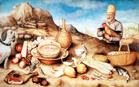 Still Life with Peasant and Hens od Giovanna Garzoni