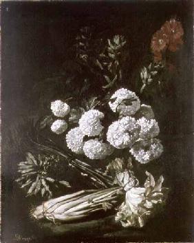 Still Life of Flowers and Vegetables