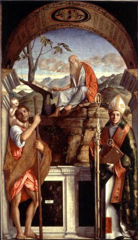 St. Jerome, St. Christopher and St. Augustine od Giovanni Bellini