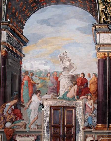 Lorenzo de' Medici (1449-92) surrounded by artists, by a statue of Plato od Giovanni (da San Giovanni) Mannozzi