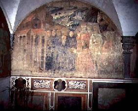 St. Benedict Blessing Totila, King of the Ostrogoths detail from the fresco cycle of the Life of St.