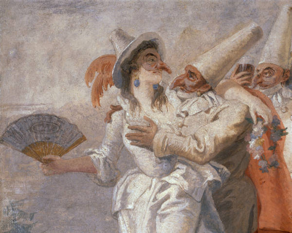 G.D.Tiepolo / Pulcinella in Love /c.1793 od Giovanni Domenico Tiepolo