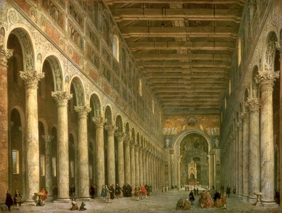 Interior of the Church of San Paolo Fuori le Mura, Rome od Giovanni Paolo Pannini