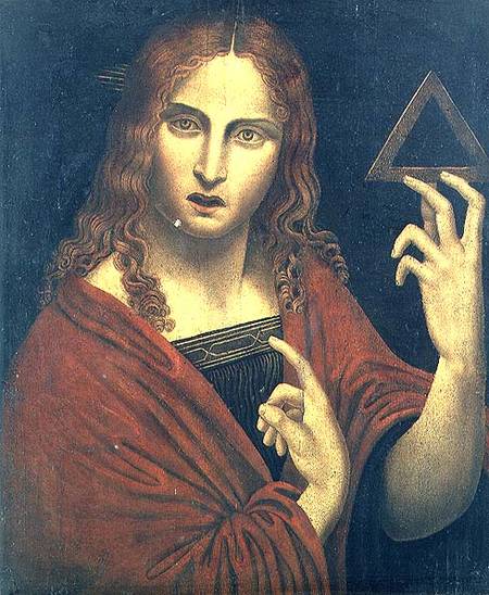 Christ the Redeemer holding the symbol of the Trinity (panel) od Giovanni Pedrini Giampietrino