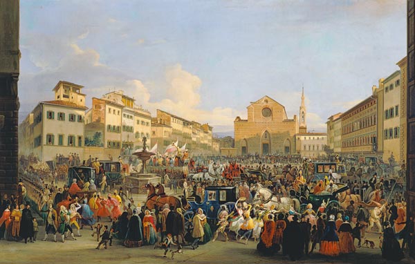View of Piazza Santa Croce on the occasion of a carnival od Giovanni Signorini