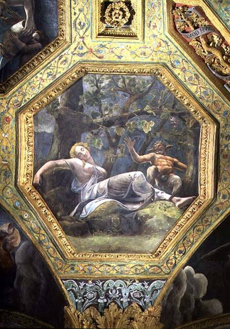 Psyche sleeping in the valley of Cupid, ceiling caisson from the Sala di Amore e Psiche od Giulio Romano