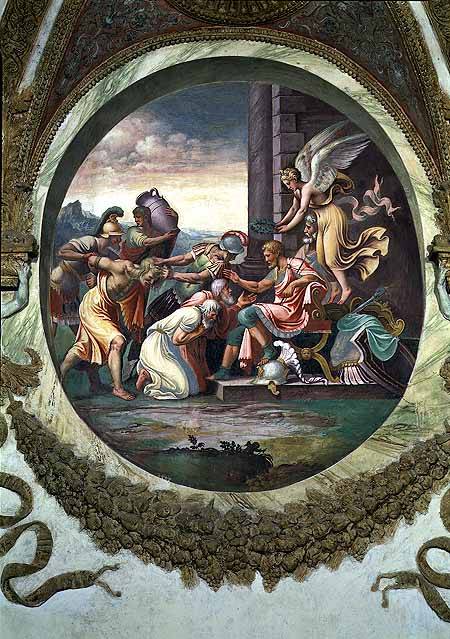 Scene showing that those born under the sign of Aquarius in conjunction with the constellation of Aq od Giulio Romano