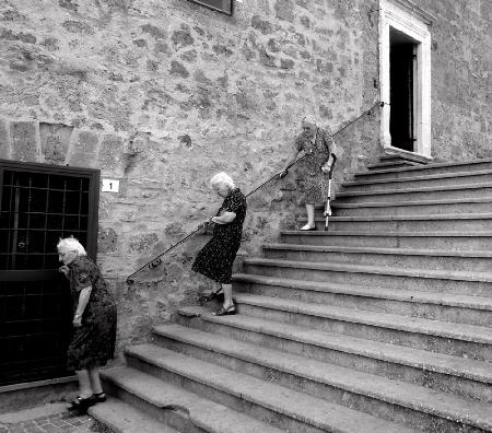 Coming out of the church