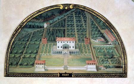 Villa Poggio a Caiano from a series of lunettes depicting views of the Medici villas od Giusto Utens