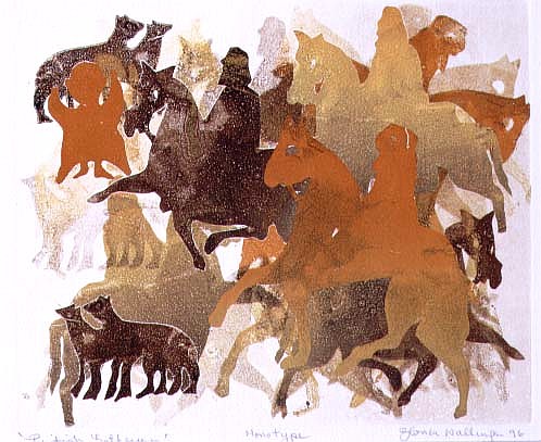 Pictish Gathering, 1996 (monotype)  od Gloria  Wallington