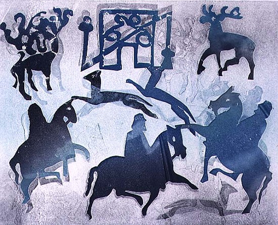 Pictish Hunting Scene III, 1995 (monotype)  od Gloria  Wallington