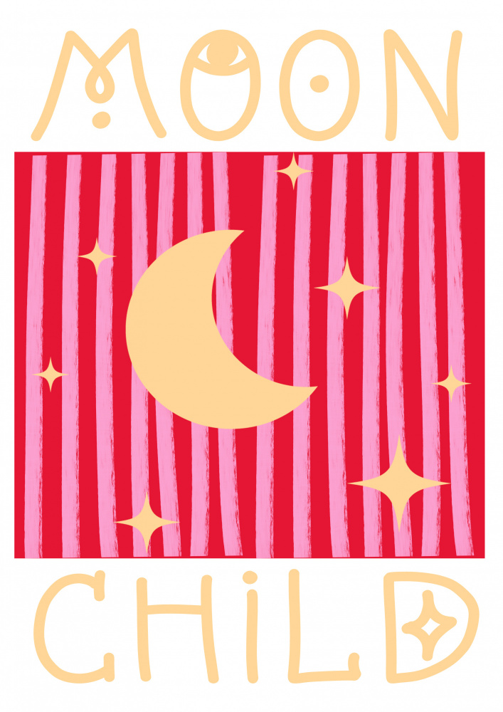 Pink and Red Moon Child od Grace Digital Art Co