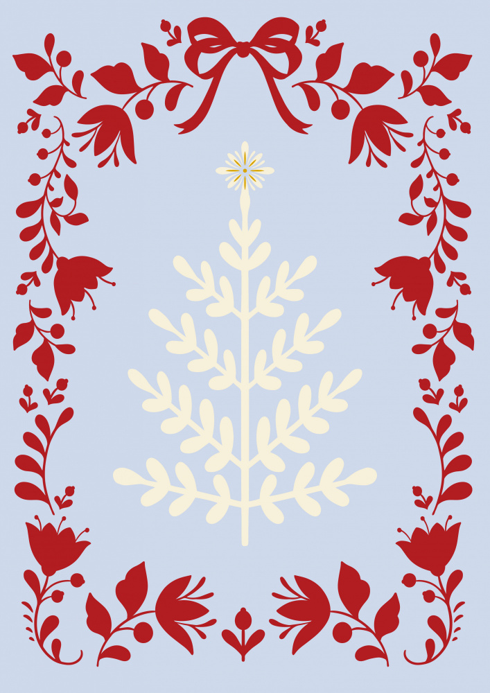 Christmas Tree Blue and Red od Grace Digital Art Co