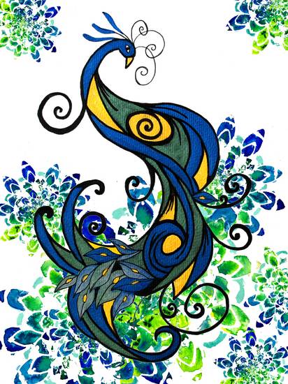 Abstrakter Pfau mit Mandalas