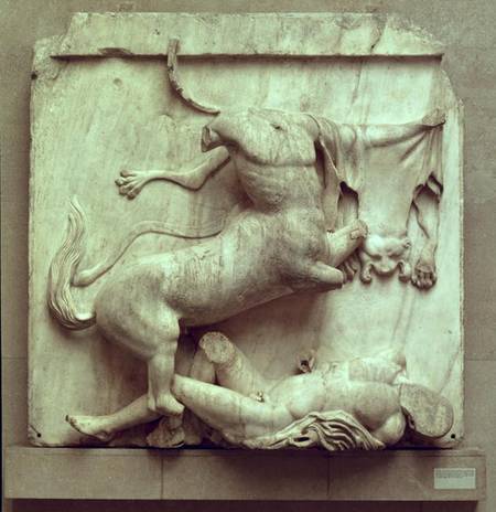 A Centaur triumphing over a Lapith, metope XXVIII from the south side of the Parthenon od Greek School