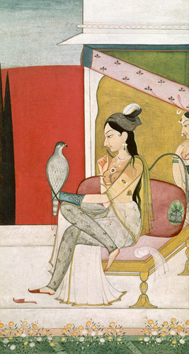 Lady with a Hawk, Pahari Style, Punjab Hills od Guler School