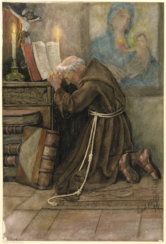 Praying monk od Gustav Kilb
