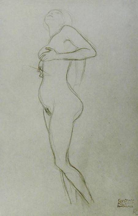 Standing Nude Girl Looking Up od Gustav Klimt