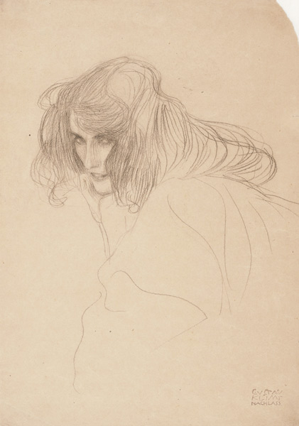 Study of a woman's head in three-quarter profile (Study for Unchastity in the Beethoven Frieze) od Gustav Klimt