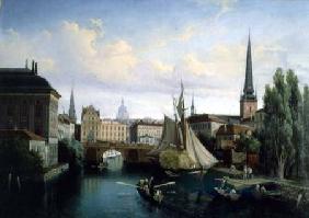 View of the Riddarholmskanalen, Stockholm in 1835