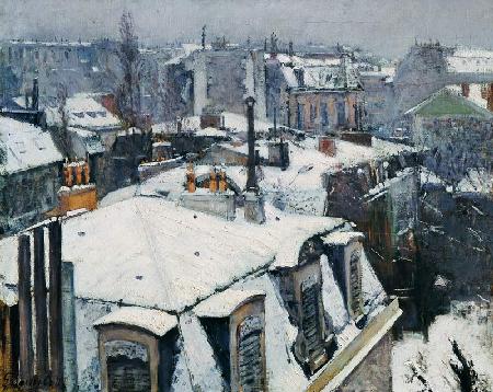 Vue de toits (Effet de neige), dit Toits sous la neige