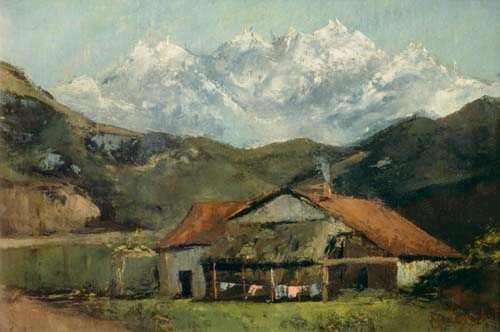 Bauernhütte in den Bergen od Gustave Courbet