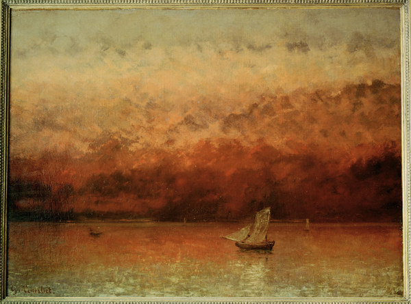 Lake Geneva at sunset. Canvas Kunstmuseu od Gustave Courbet