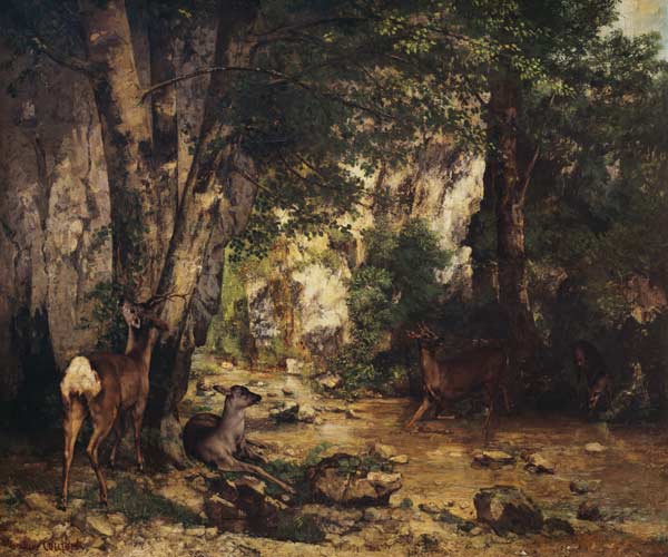 The Return of the Deer to the Stream at Plaisir-Fontaine od Gustave Courbet