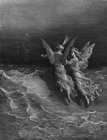 The two fellow spirits of the Spirit of the South Pole ask the question why the ship travels so swif od Gustave Doré