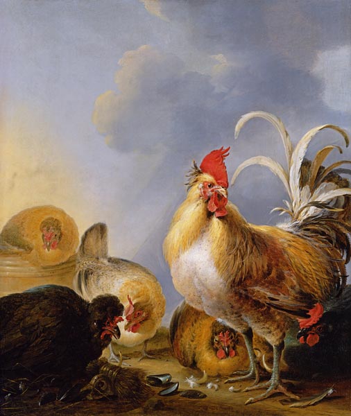 A Group of Farmyard Fowl od Gysbert Hondecoeter