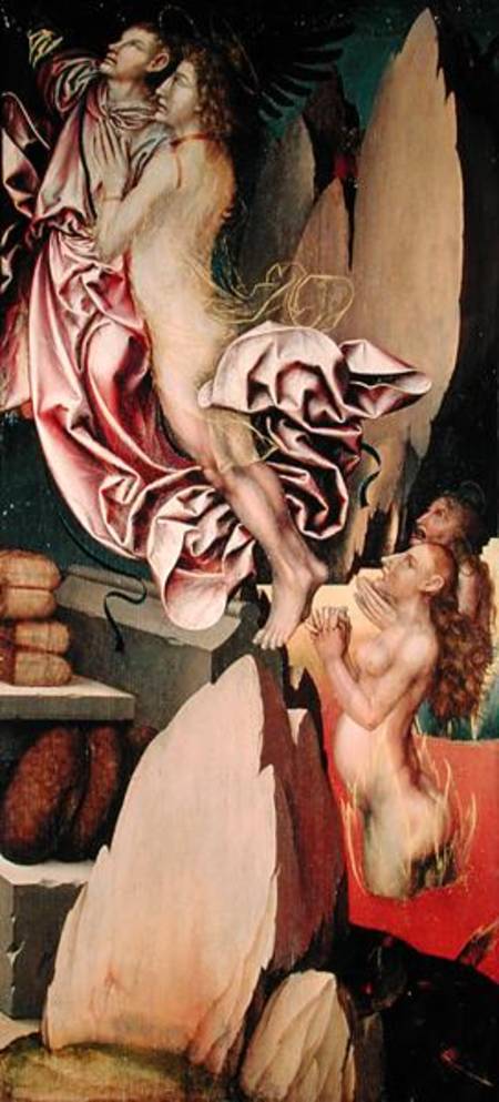 Bugnon altarpiece, left hand panel depicting the deliverance of a soul from purgatory od Hans Fries