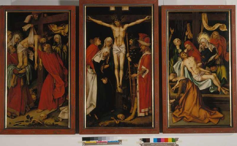 Kaisheimer cross altar Descent from the Cross (107.6 x58, 4) crucifixion (113.2 x63), burial od Hans Holbein d.Ä.
