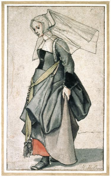 A Young English Woman (pen & ink and w/c on paper) od Hans Holbein d.J.