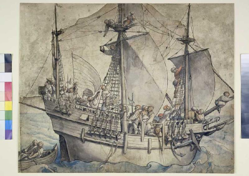 Ship with armed men od Hans Holbein d.J.