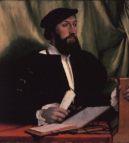 Unknown gentleman with music books and lute od Hans Holbein d.J.
