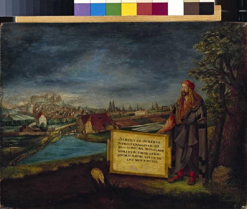 Blick auf Nürnberg mit Altbrecht Dürer im Vordergrund od Hans Sebald Lautensack