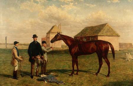 'Thunderbolt', a Chestnut Racehorse with his Owner and Jockey od Harry Hall