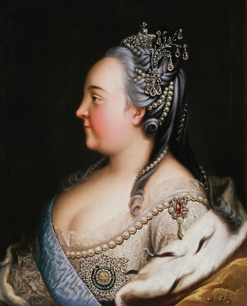 Portrait of Empress Elisabeth (1709-1762) with Pearles od Heinrich Buchholz