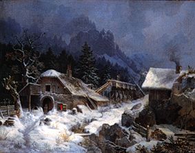 Forge in winter od Heinrich Bürkel