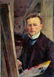 Self-portrait at the easel.