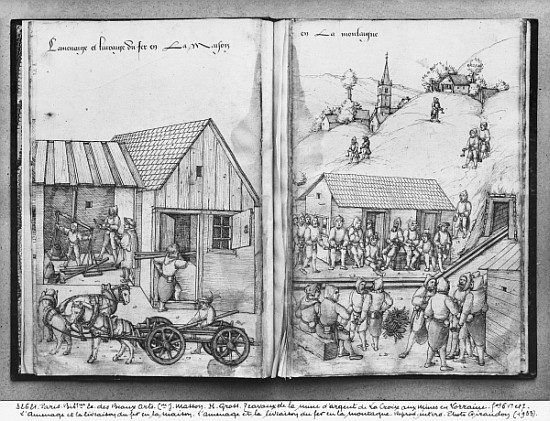 Silver mine of La Croix-aux-Mines, Lorraine, fol.6vand fol.7r, supplying and delivering iron, c.1530 od Heinrich Gross or Groff
