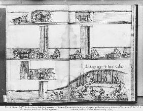 Silver mine of La Croix-aux-Mines, Lorraine, fol.13v and fol 14r, the red mine of St. Nicholas, c.15