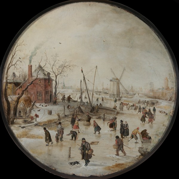 Frozen River with Skaters od Hendrick Avercamp