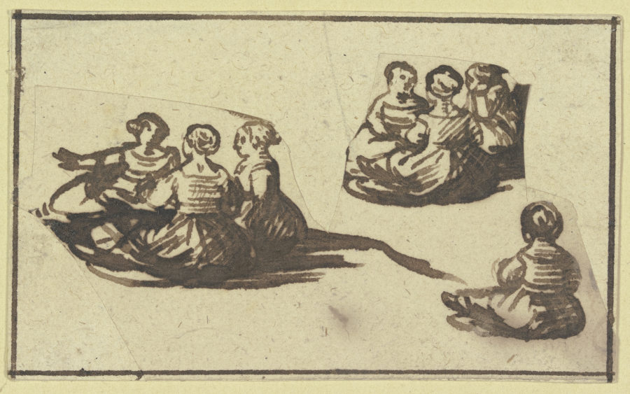 Seven sitting women od Hendrik Goudt
