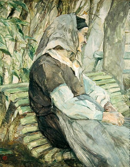Old Woman Seated on a Bench in Celeyran od Henri de Toulouse-Lautrec