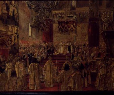 Study for the Coronation of Tsar Nicholas II (1868-1918) and Tsarina Alexandra (1872-1918) at the Ch od Henri Gervex