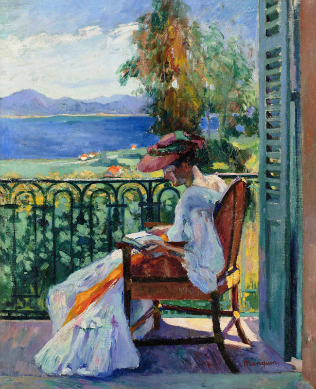 Jeanne sur le balcon de la Villa Demière od Henri Manguin