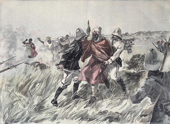 The capture of Toure Samory (c.1835-1900) by Lieutenant Jacquin near Guelemou in 1898, from 'Le Peti od Henri Meyer